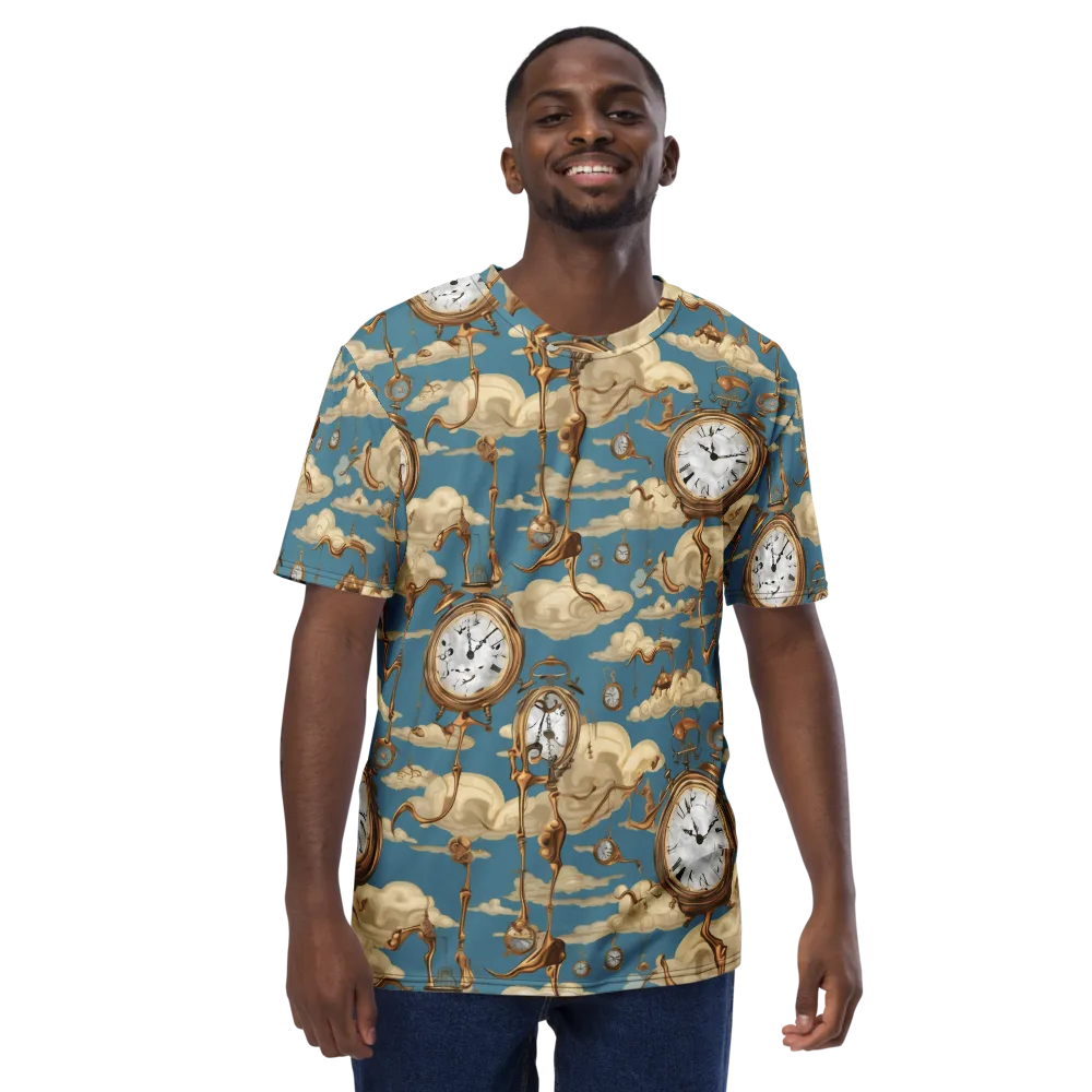Cloudwork Clock on Men's Crew Neck T-Shirt — Front