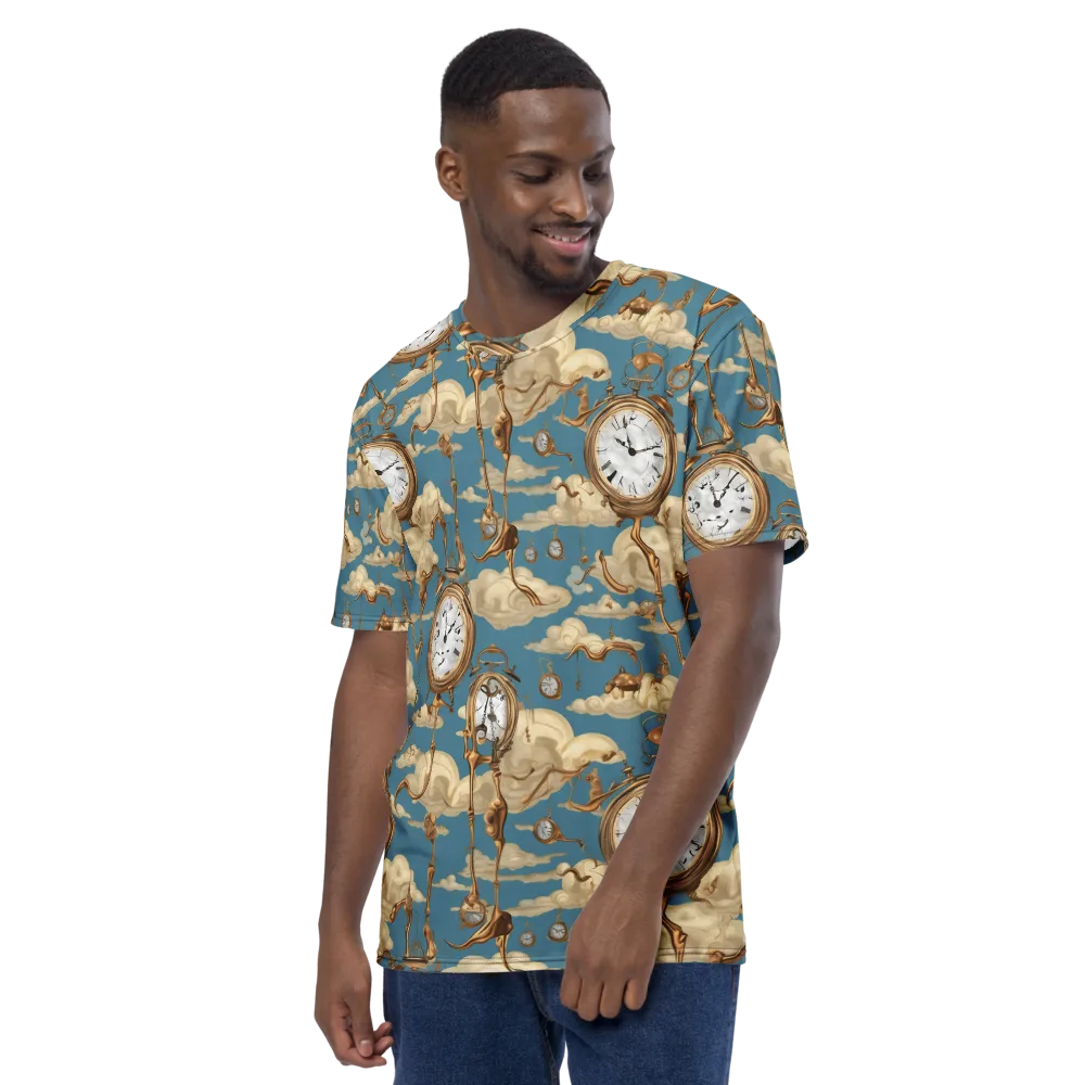 Cloudwork Clock on Men's Crew Neck T-Shirt — Left