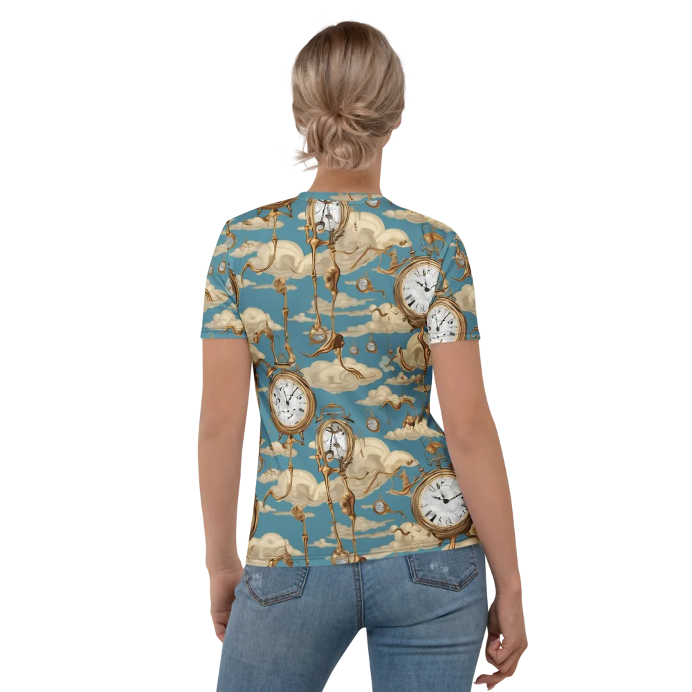 Cloudwork Clock on Women's Crew Neck T-Shirt — Back