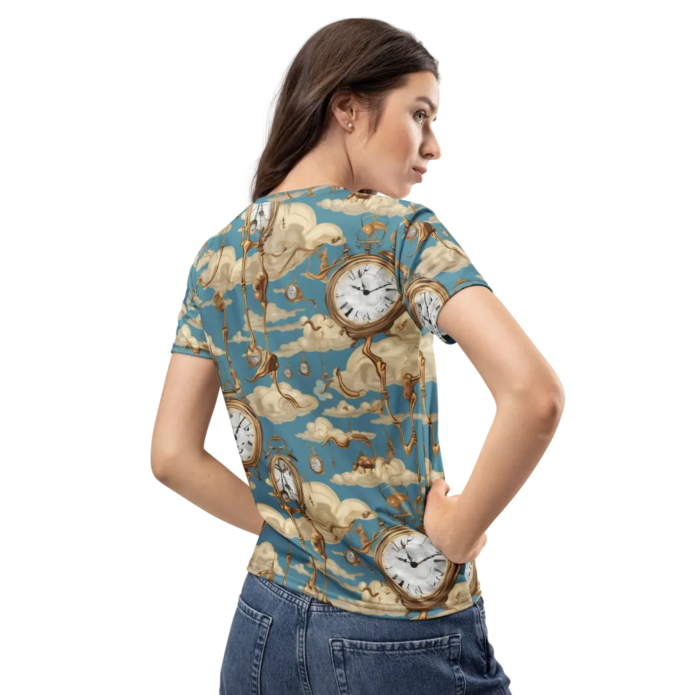 Cloudwork Clock on Women's Crew Neck T-Shirt — Back
