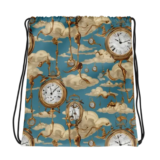 Cloudwork Clock on a Drawstring Bag