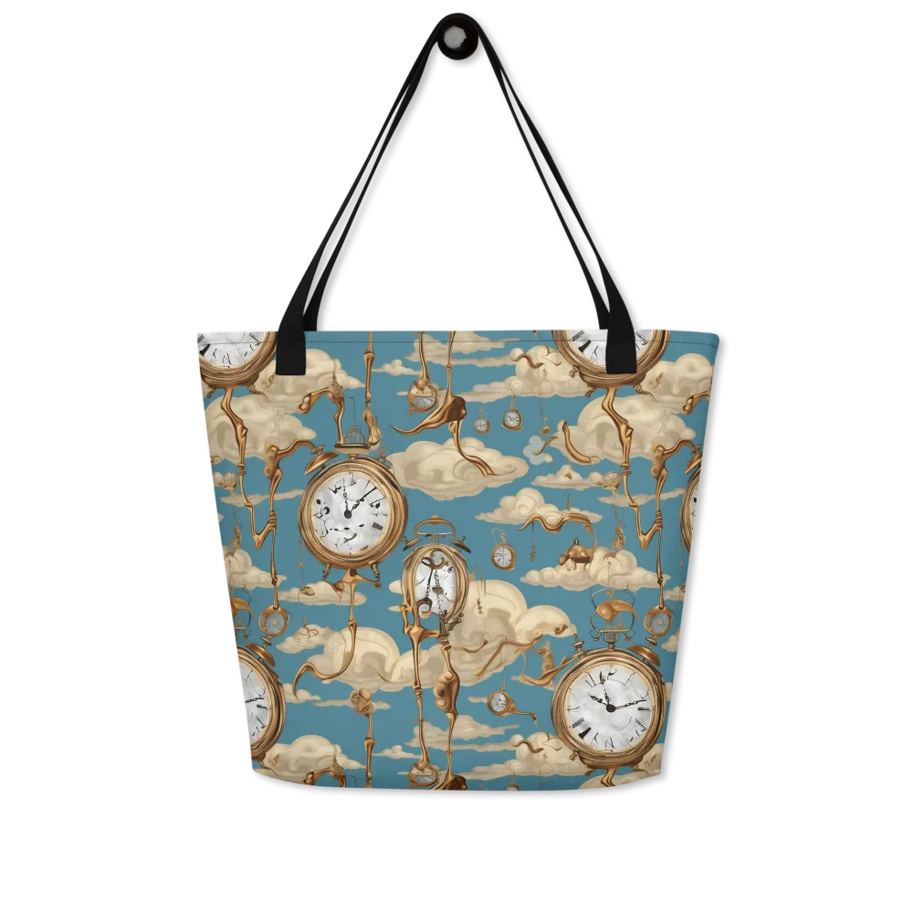 Cloudwork Clock on Large Tote Bag W/ Pocket — Front