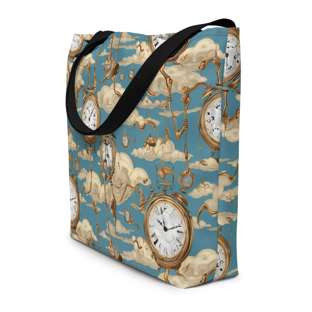 Cloudwork Clock on Large Tote Bag W/ Pocket — Front
