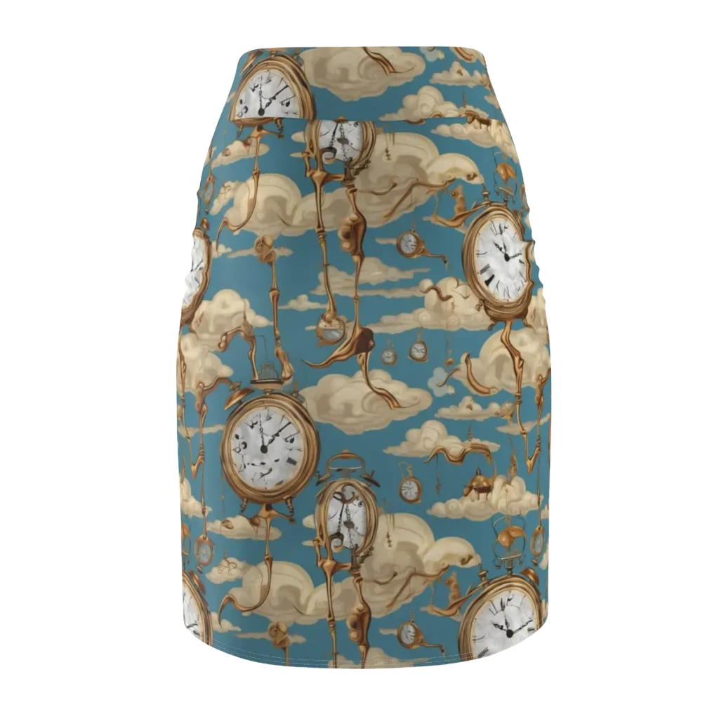 Cloudwork Clock on Pencil Skirt — Back