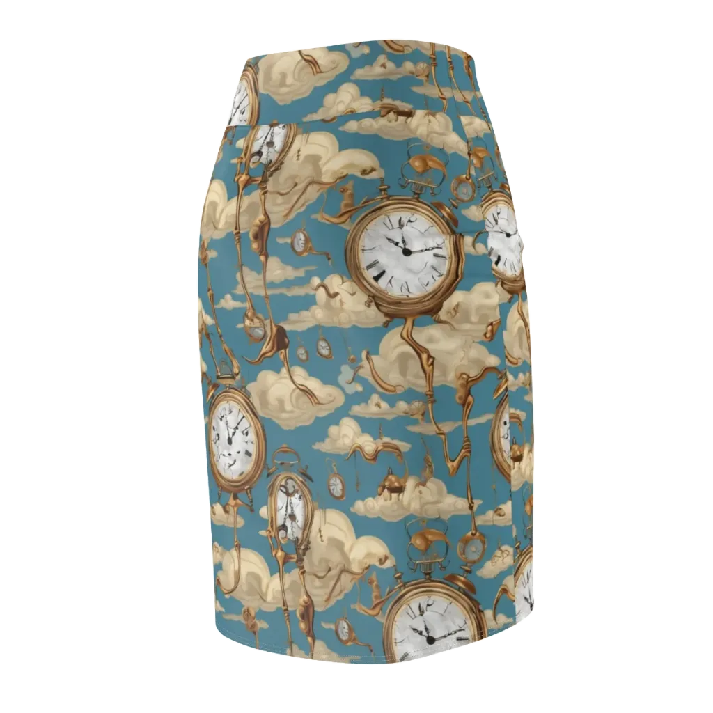 Cloudwork Clock on Pencil Skirt — Back Side