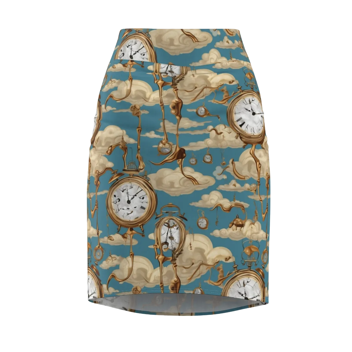 Cloudwork Clock on Pencil Skirt — Front