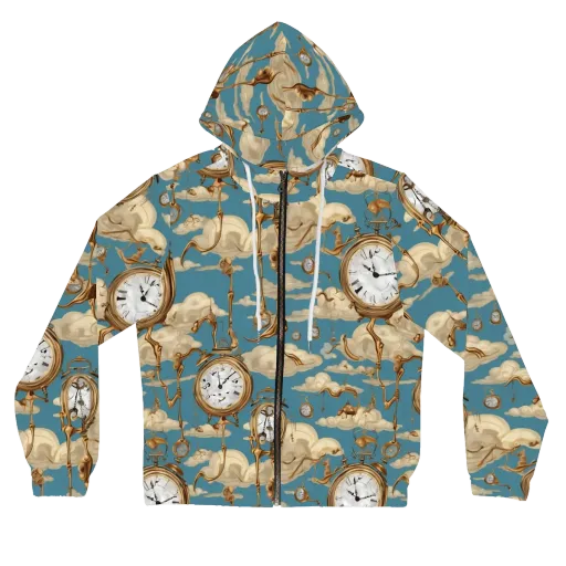 Cloudwork Clock on a Women's Full-Zip Hoodie