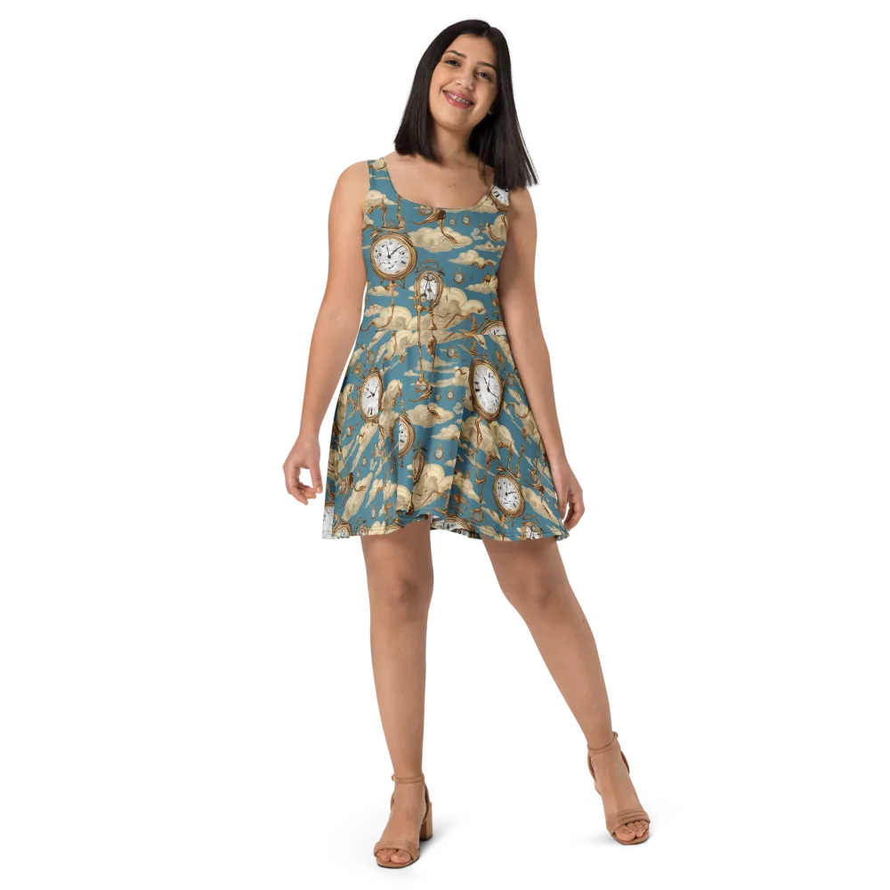 Cloudwork Clock on Skater Dress — Front