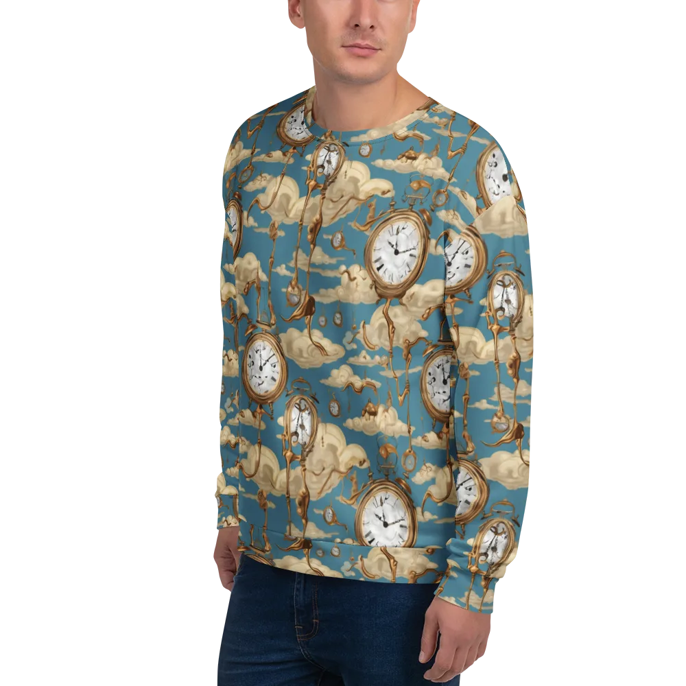 Cloudwork Clock on Sweatshirt — Left Front