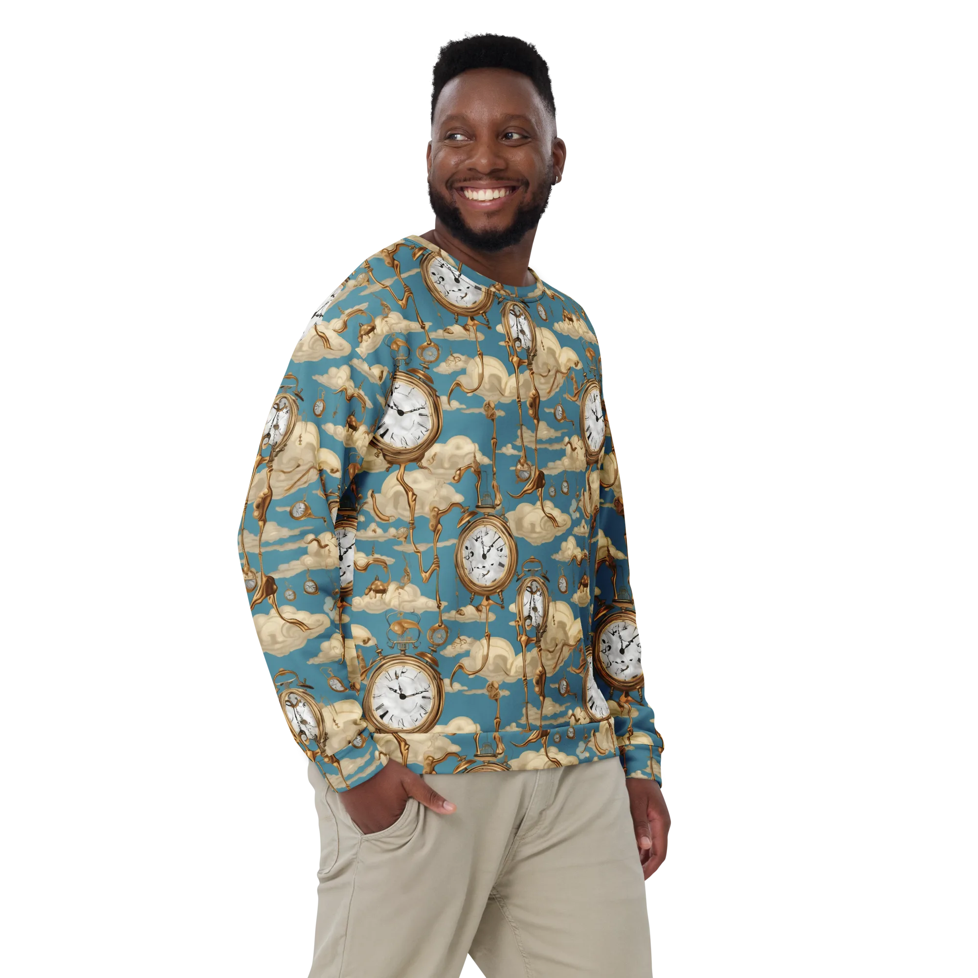 Cloudwork Clock on Sweatshirt — Front