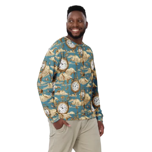 Cloudwork Clock on a Sweatshirt