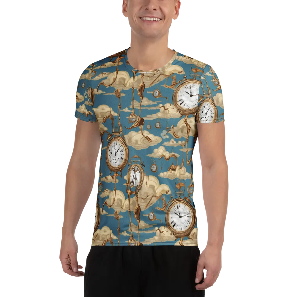 Cloudwork Clock on Men's Athletic T-Shirt — Front