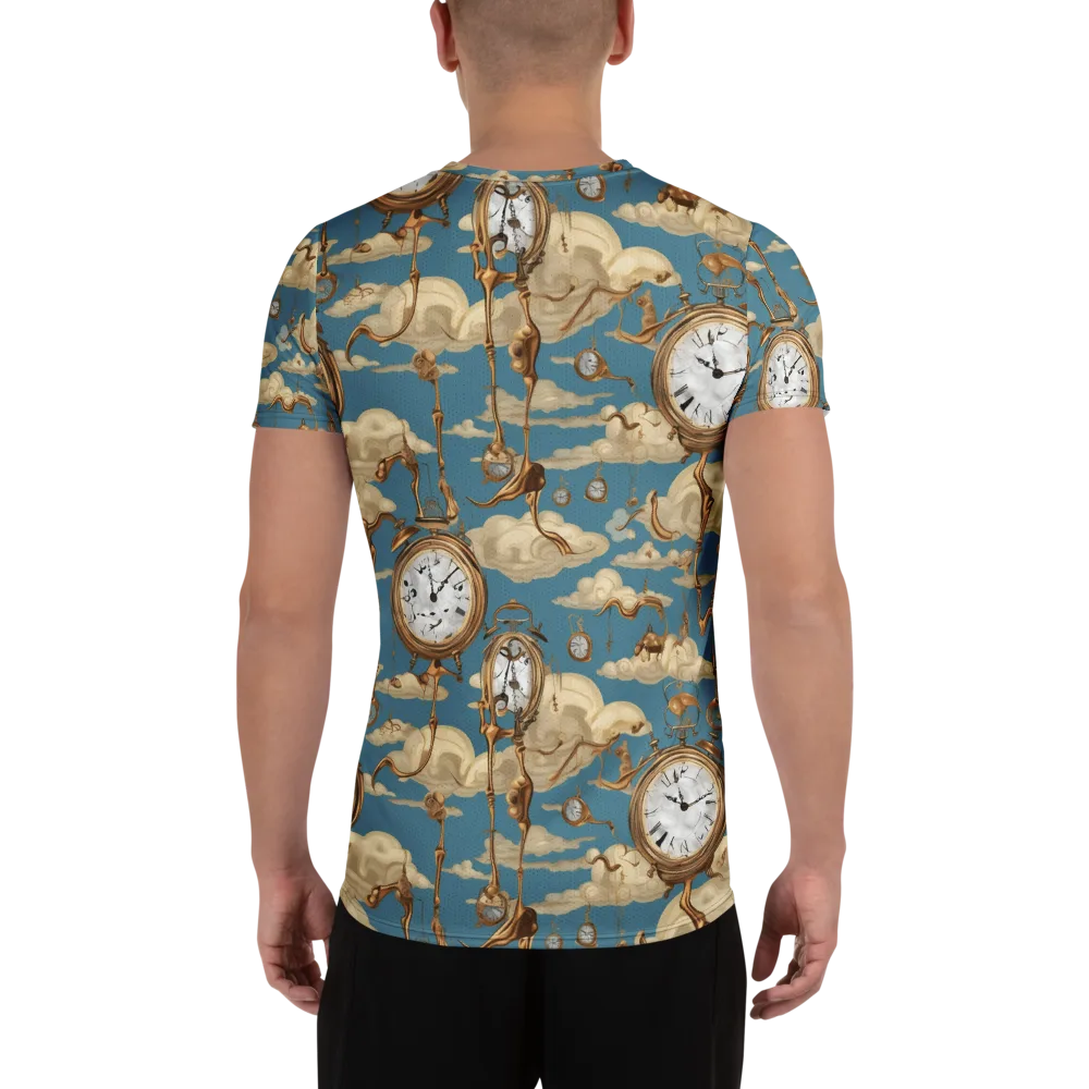 Cloudwork Clock on Men's Athletic T-Shirt — Back