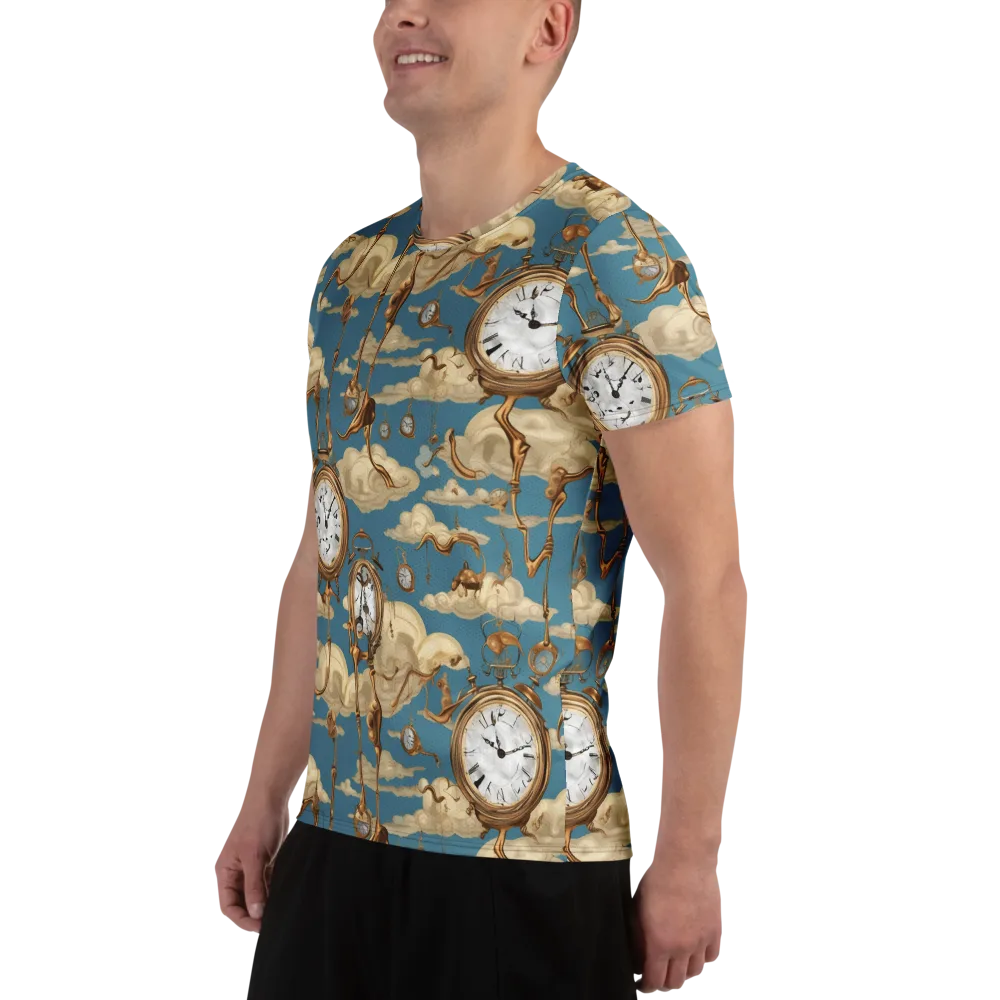 Cloudwork Clock on Men's Athletic T-Shirt — Left
