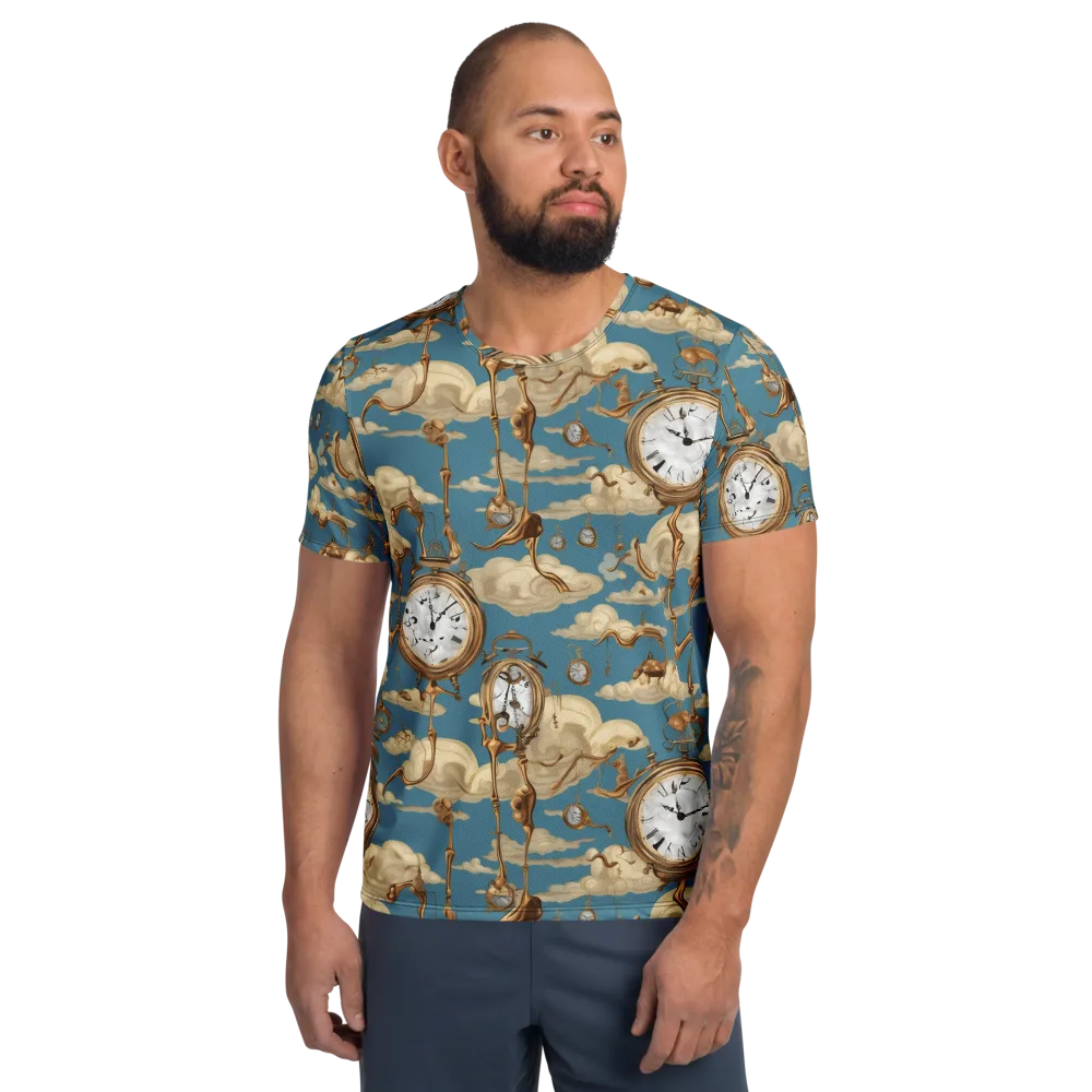 Cloudwork Clock on Men's Athletic T-Shirt — Front