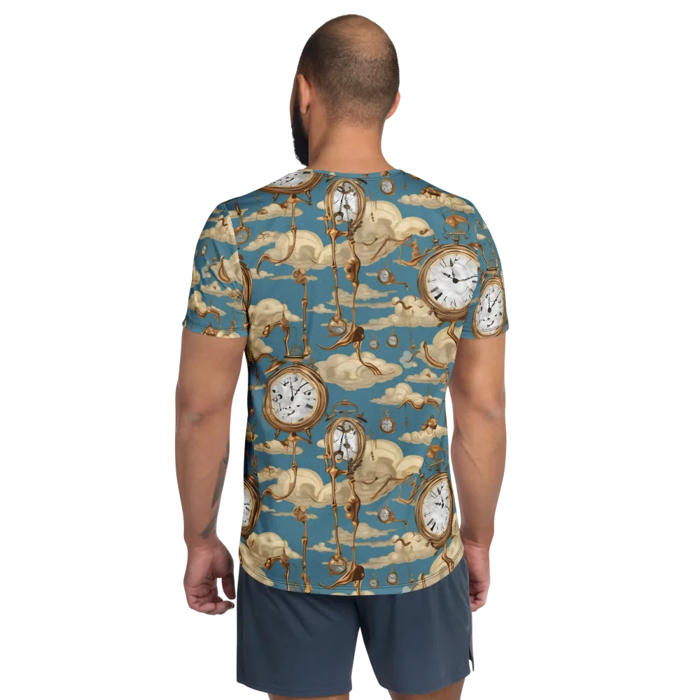 Cloudwork Clock on Men's Athletic T-Shirt — Back