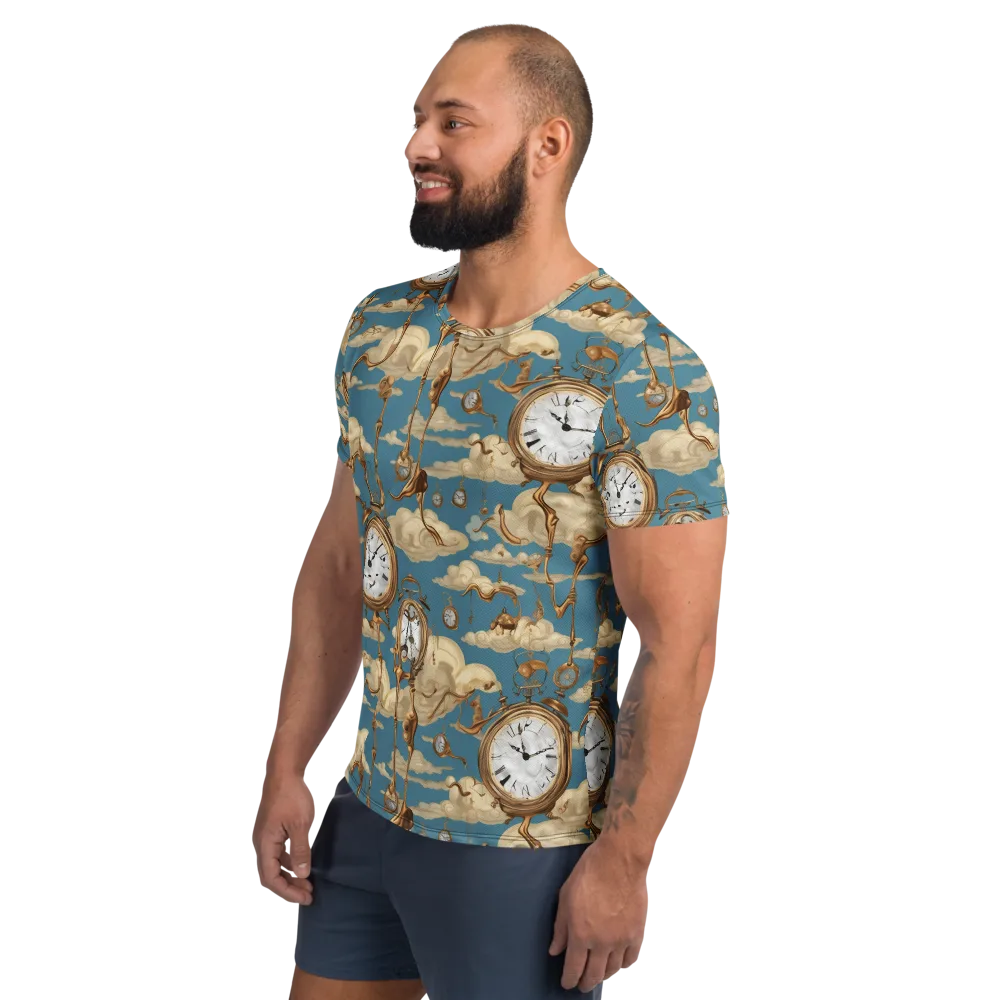 Cloudwork Clock on Men's Athletic T-Shirt — Left