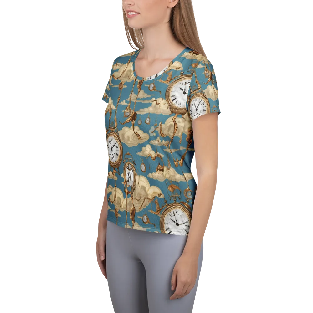 Cloudwork Clock on Women's Athletic T-Shirt — Left