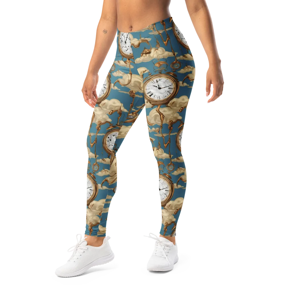 Cloudwork Clock on Leggings — Left Front