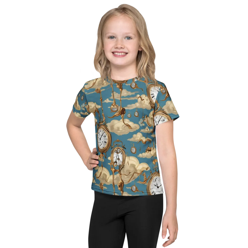 Cloudwork Clock on Kids Crew Neck T-Shirt — Front