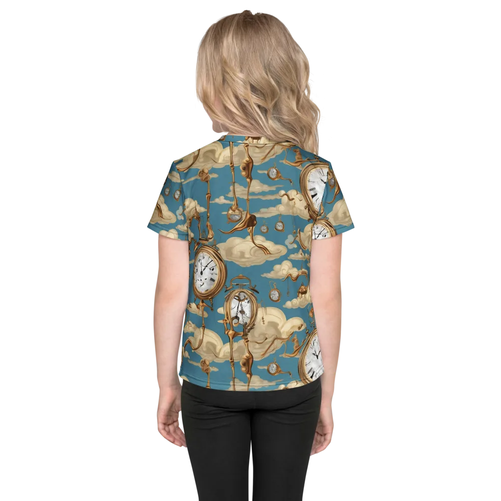Cloudwork Clock on Kids Crew Neck T-Shirt — Back