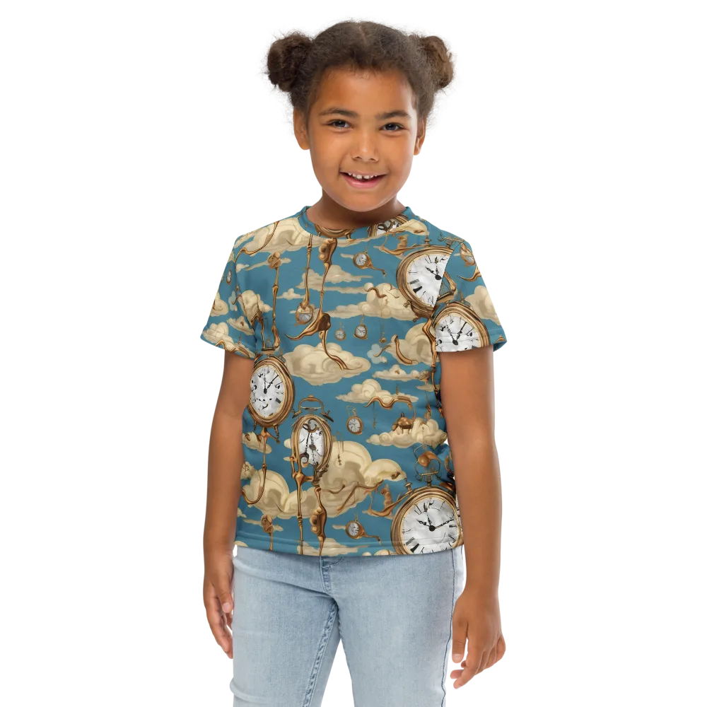 Cloudwork Clock on Kids Crew Neck T-Shirt — Front