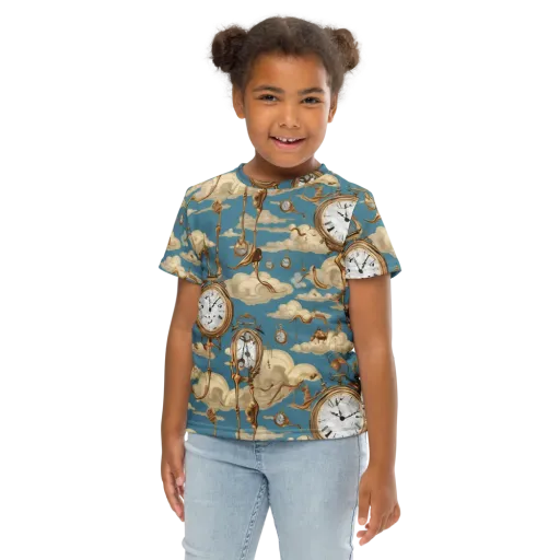 Cloudwork Clock on a Kids Crew Neck T-Shirt