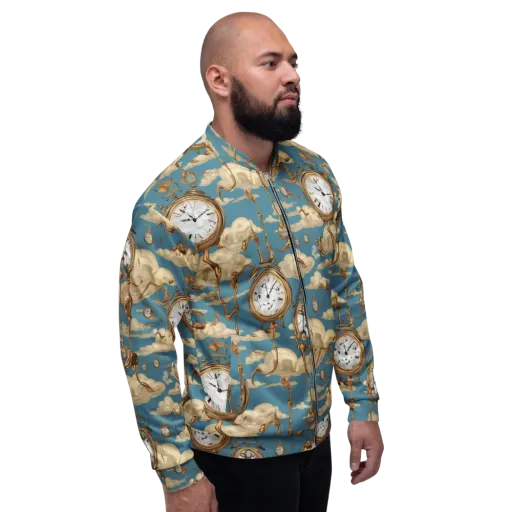 Cloudwork Clock on a Bomber Jacket