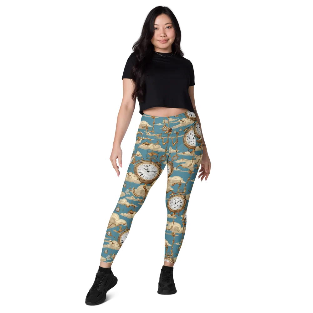 Cloudwork Clock on Leggings with Pockets — Front