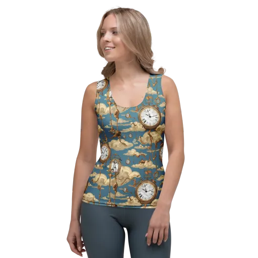 Cloudwork Clock on a Women's Tank Top
