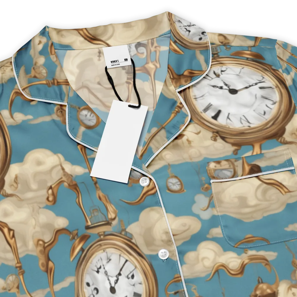 Cloudwork Clock on Women's Short Sleeve Pajama Top — Product details