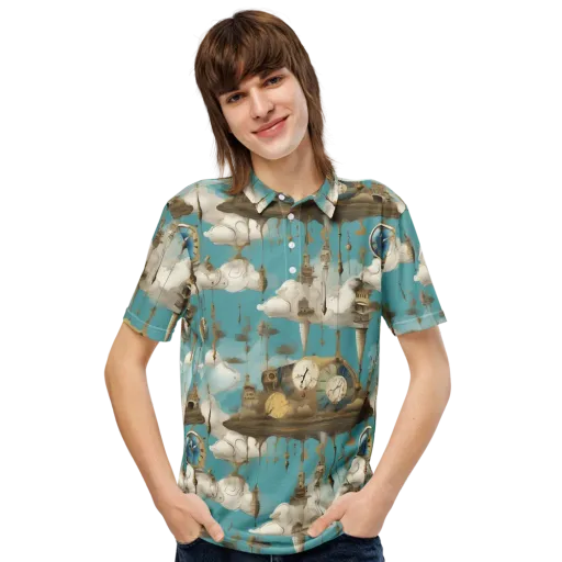 Cloudbound Horology on a Men's Slim Fit Polo Shirt