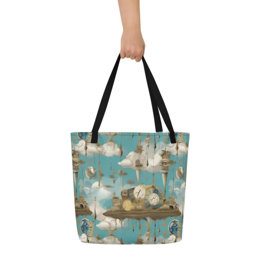 Cloudbound Horology on a Large Tote Bag W/ Pocket