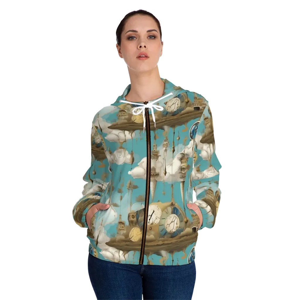 Cloudbound Horology on Women's Full-Zip Hoodie — Front On Person