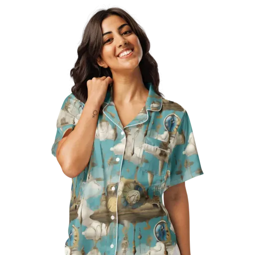 Cloudbound Horology on a Women's Short Sleeve Pajama Top