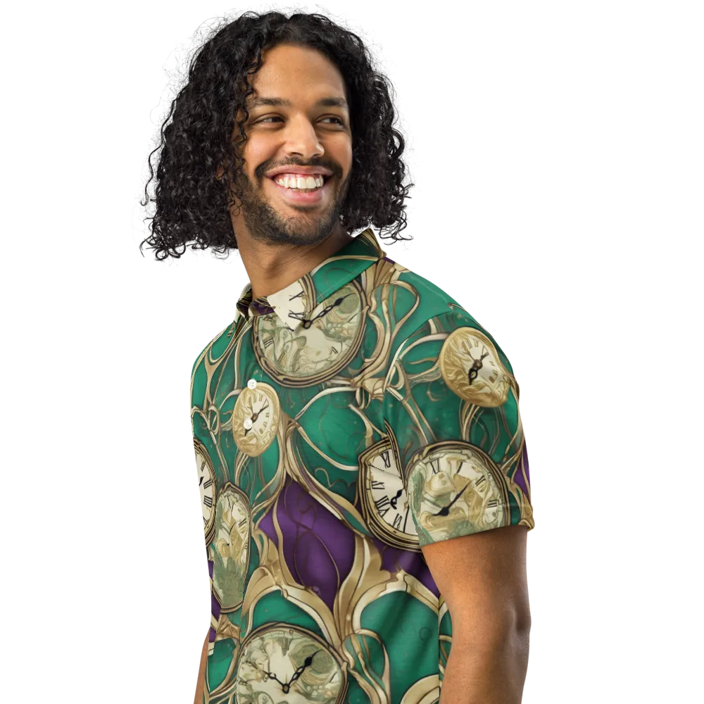 Horological Garden on Men's Slim Fit Polo Shirt — Left Front