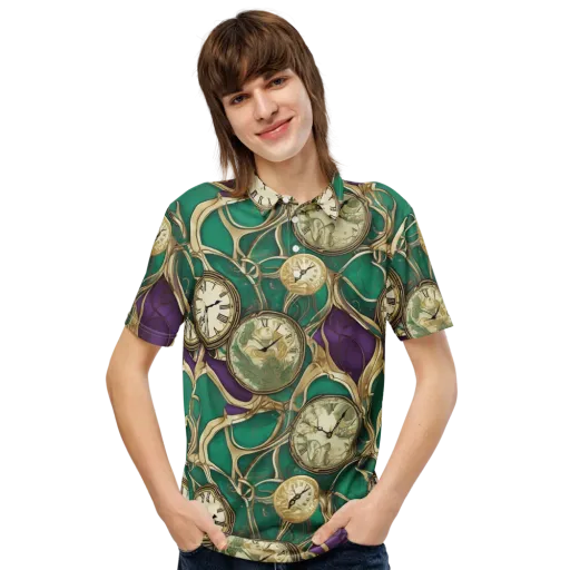 Horological Garden on a Men's Slim Fit Polo Shirt
