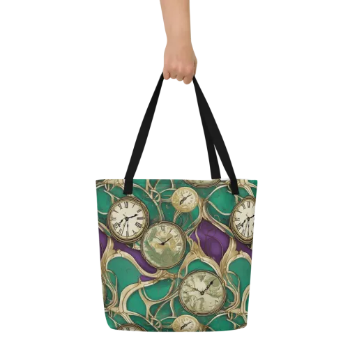 Horological Garden on a Large Tote Bag W/ Pocket