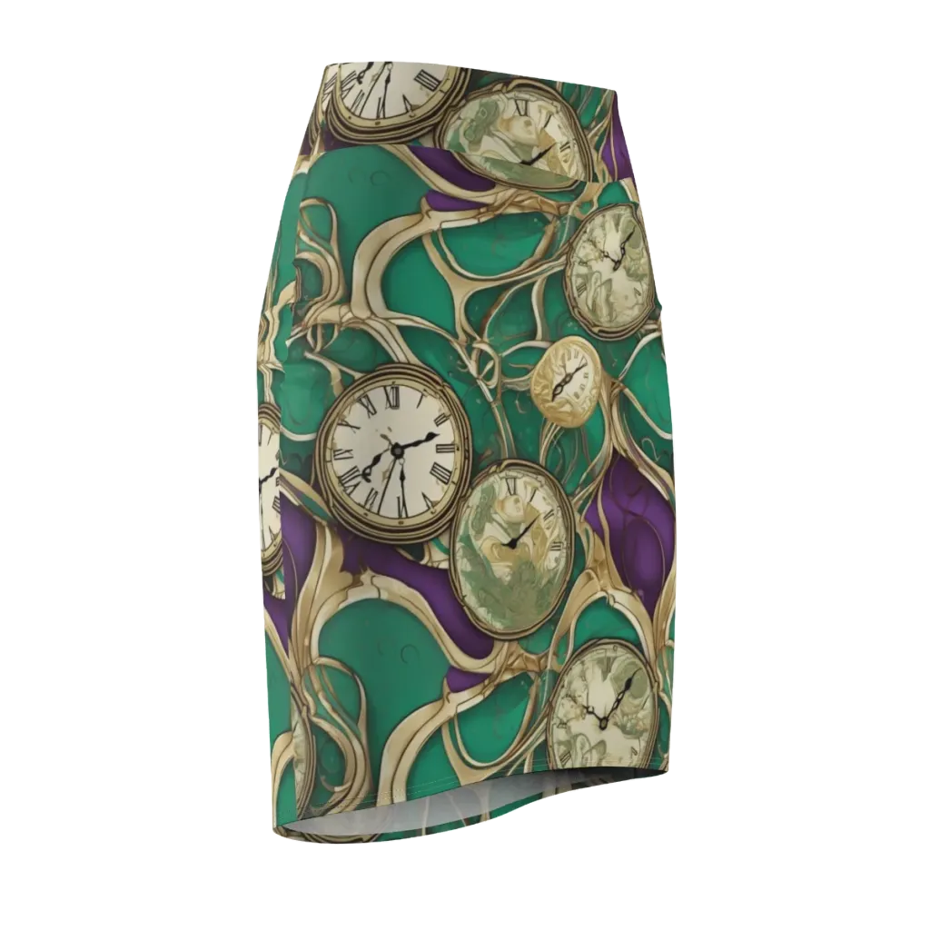 Horological Garden on Pencil Skirt — Front Side