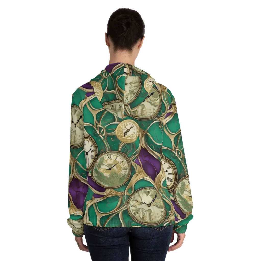 Horological Garden on Women's Full-Zip Hoodie — Back On Person