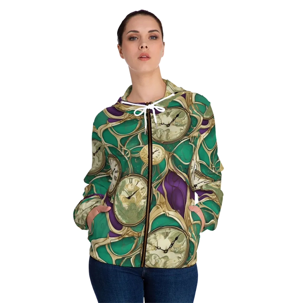 Horological Garden on Women's Full-Zip Hoodie — Front On Person