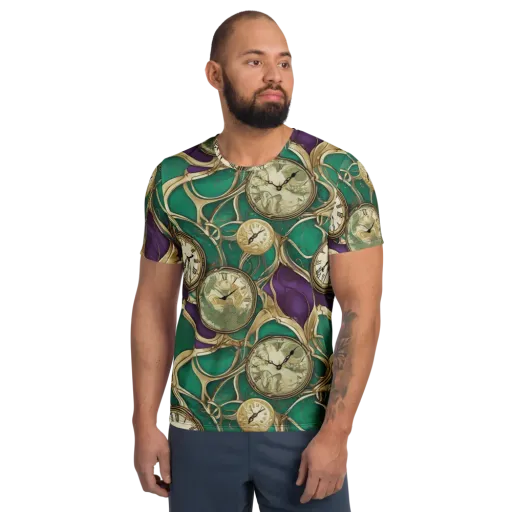 Horological Garden on a Men's Athletic T-Shirt