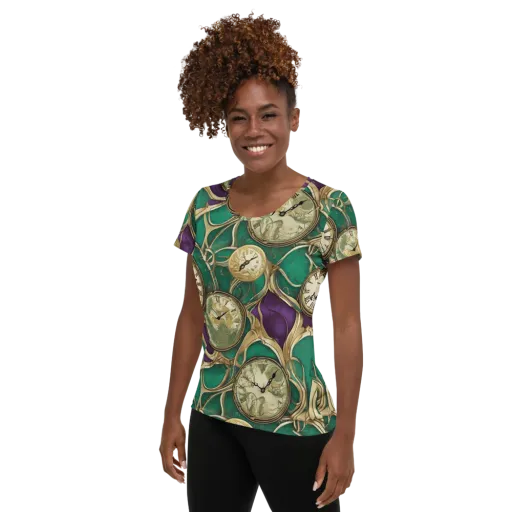 Horological Garden on a Women's Athletic T-Shirt