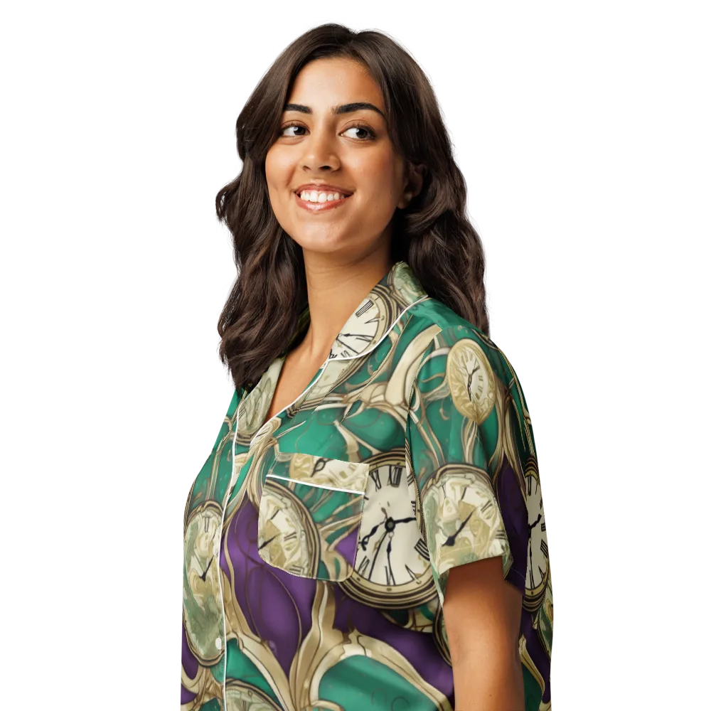 Horological Garden on Women's Short Sleeve Pajama Top — Left Front