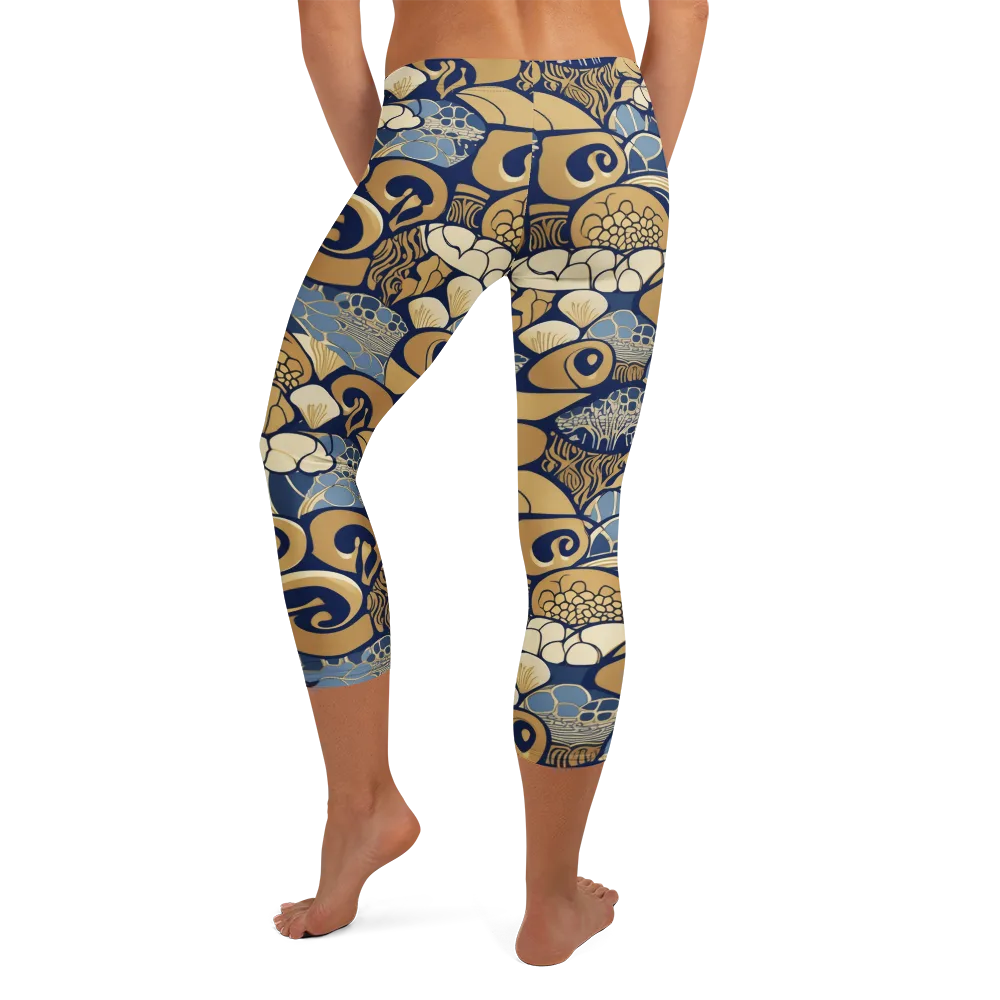 Art Nouveau Reef on Capri Leggings — Back