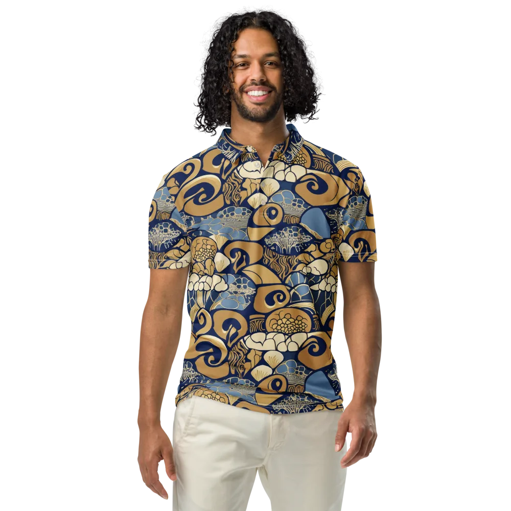 Art Nouveau Reef on Men's Slim Fit Polo Shirt — Front