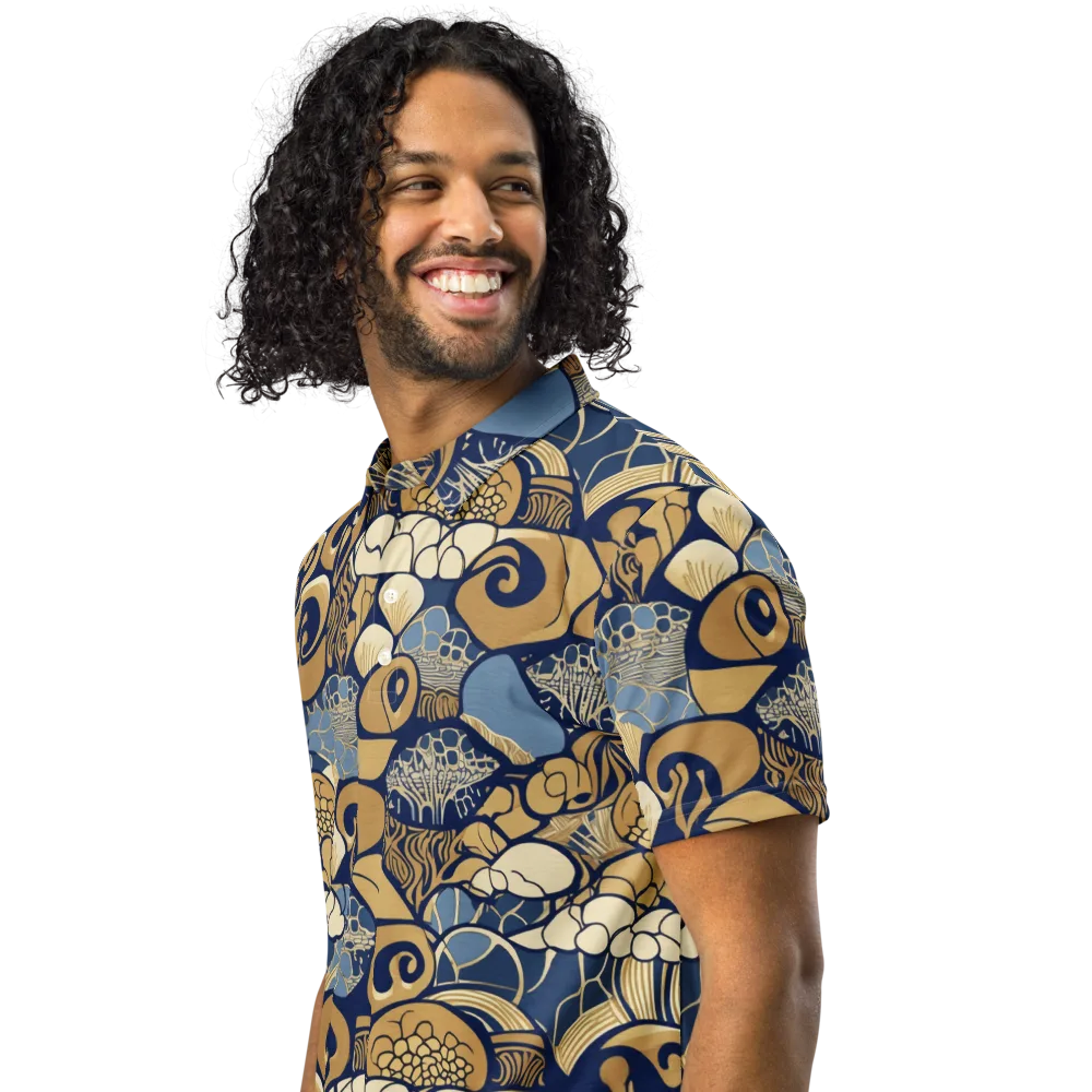 Art Nouveau Reef on Men's Slim Fit Polo Shirt — Left Front