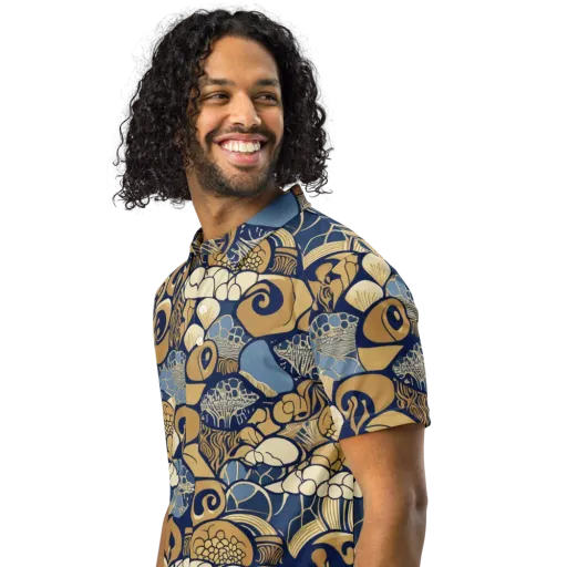 Art Nouveau Reef on a Men's Slim Fit Polo Shirt