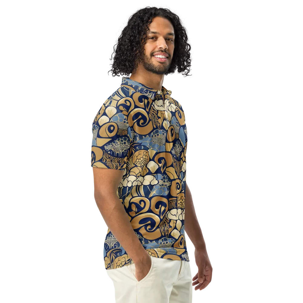Art Nouveau Reef on Men's Slim Fit Polo Shirt — Right Front