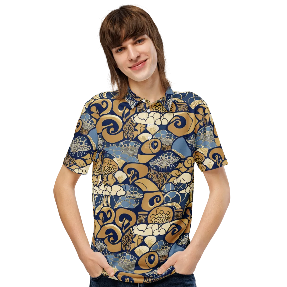 Art Nouveau Reef on Men's Slim Fit Polo Shirt — Front